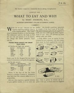 image of an information leaflet about nutrition in foods