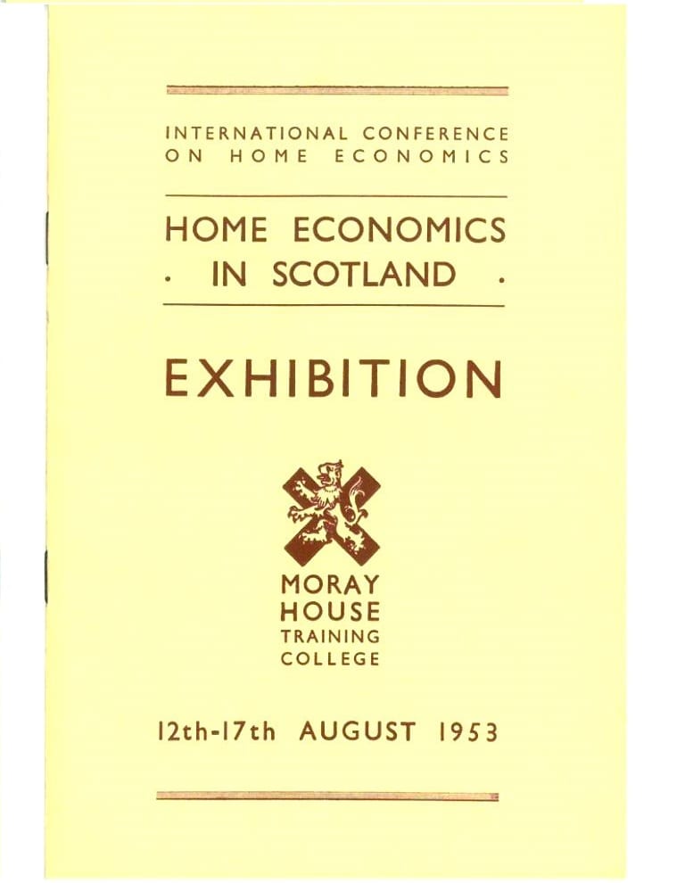 Cover of programme for Exhibition held at Moray House Training College from 12th-17th August 1953