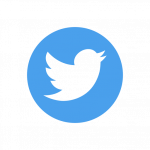 Twitter logo of white bird on blue background
