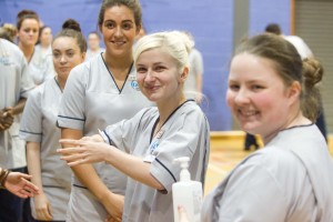 Glasgow Caledonian University nursing students attempt record breaking hand wash on European Antibiotic Awareness Day For more details see press release Pic Peter Devlin
